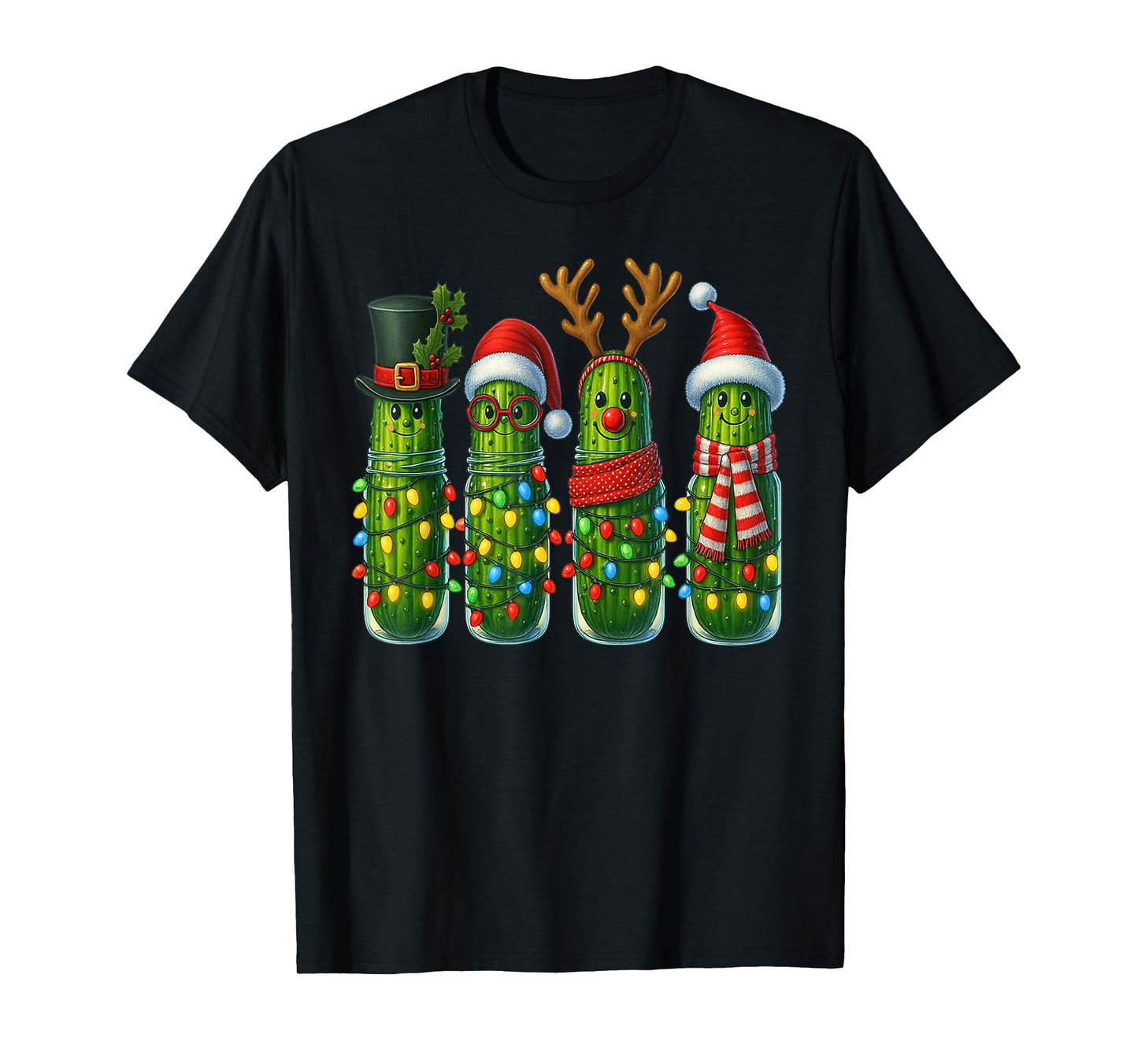 Christmas Pun Pickle Lights Funny Vegetable Holiday Family T-Shirt