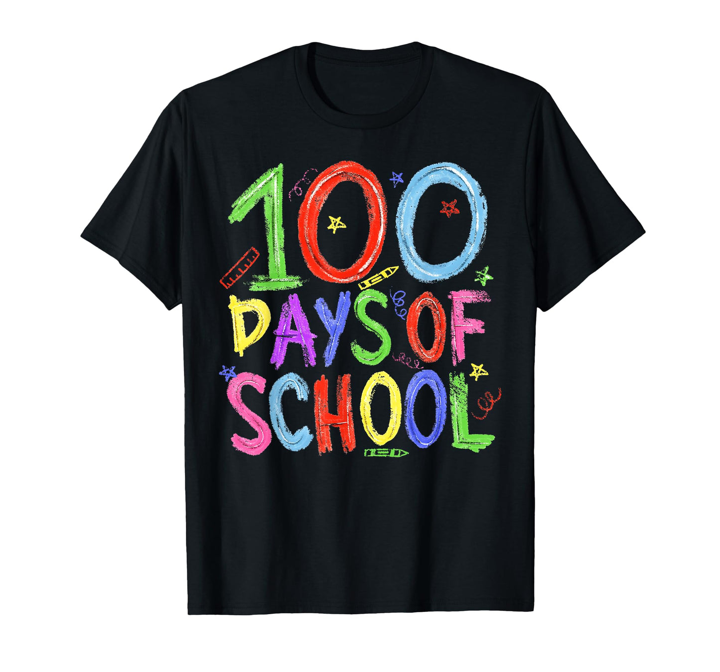 100th Day of School Crayon 100 Teacher Boy Girl Kid T-Shirt