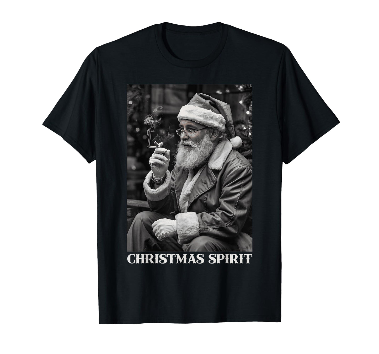 Retro Style Santa Claus Smoking Cigarette Christmas Spirit T-Shirt