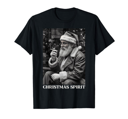 Retro Style Santa Claus Smoking Cigarette Christmas Spirit T-Shirt