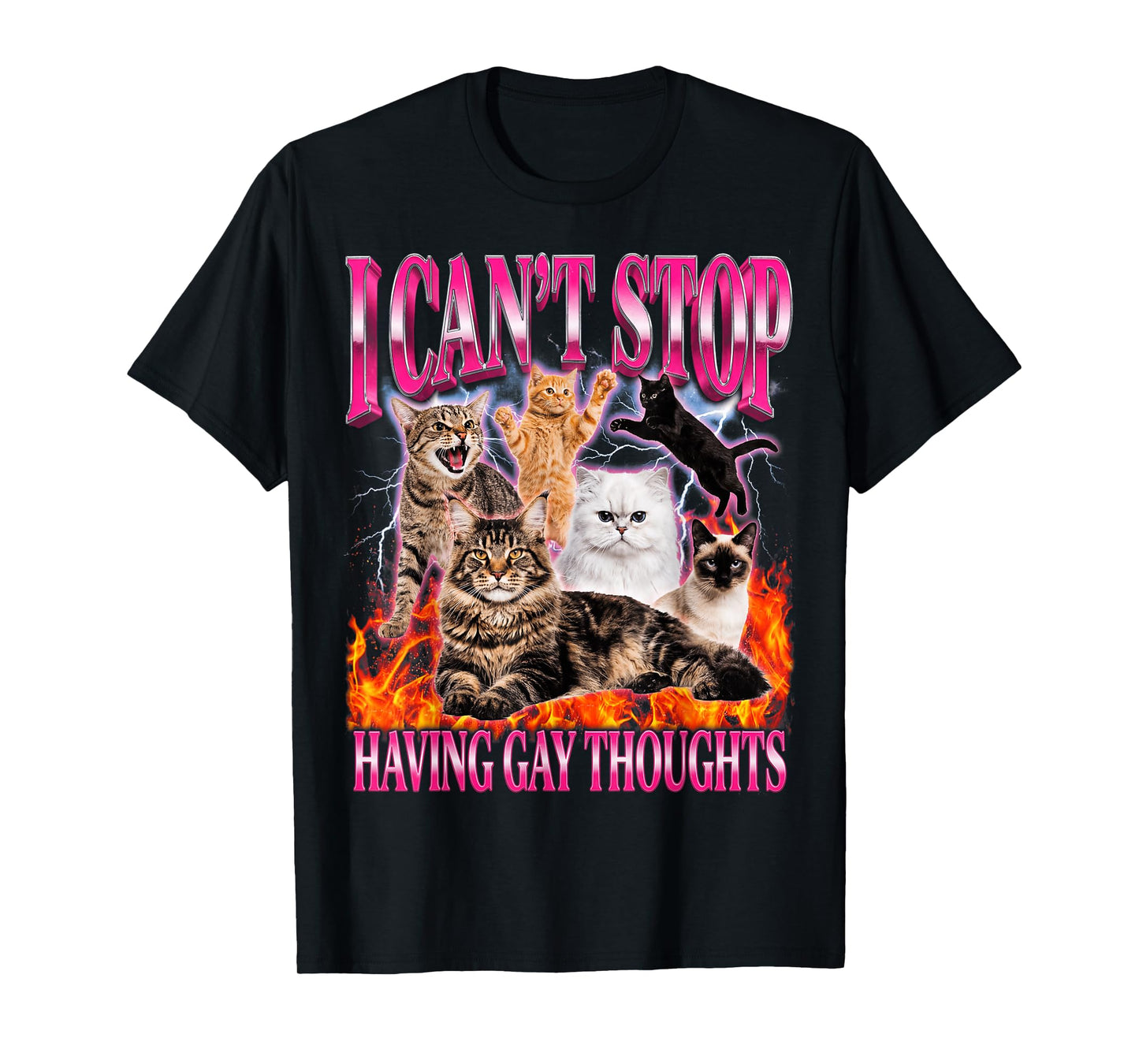 Funny Cat I Can't Stop Having Gay Thoughts LGBTQ Pride T-Shirt