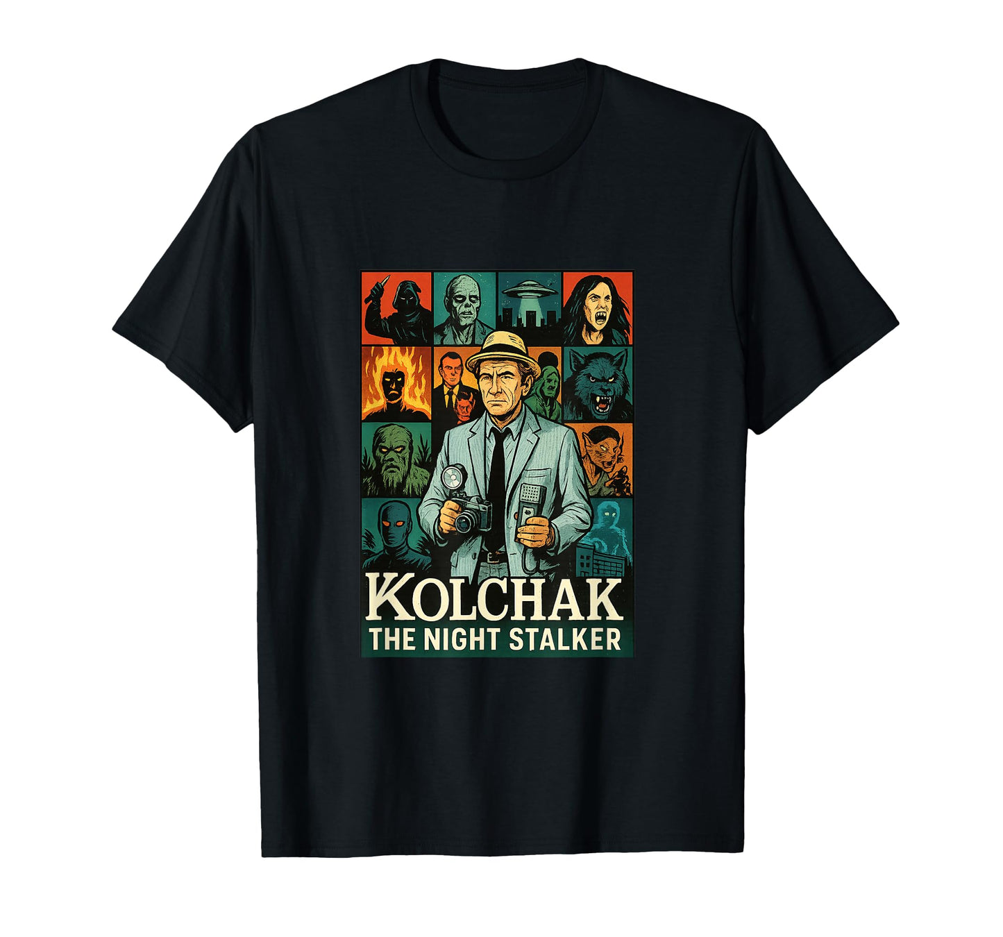 The Night Stalker Complete Episodes Collage Cult Horror T-Shirt
