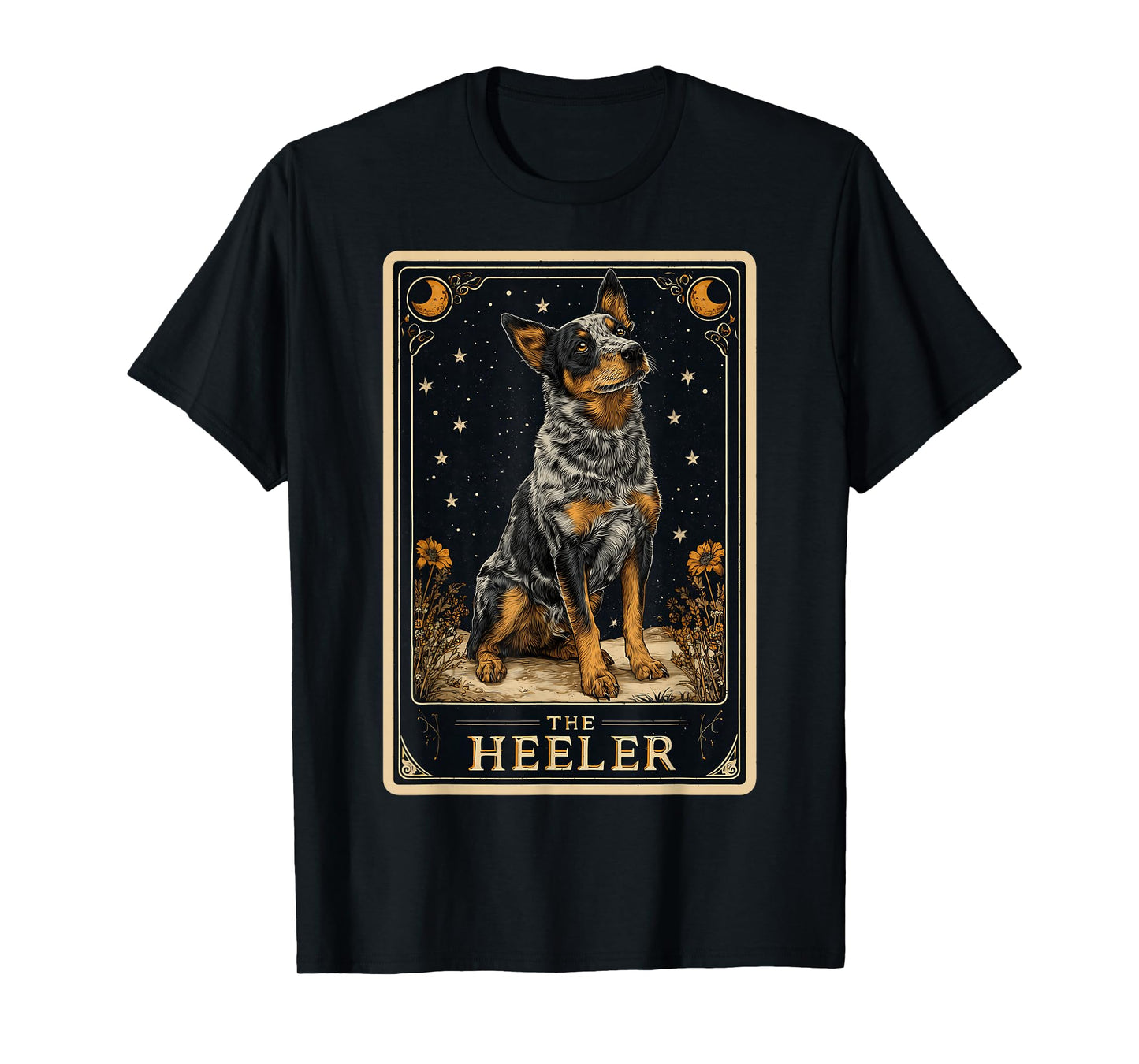 The Heeler Australian Cattle Dog Tarot Card Witchy Moon T-Shirt
