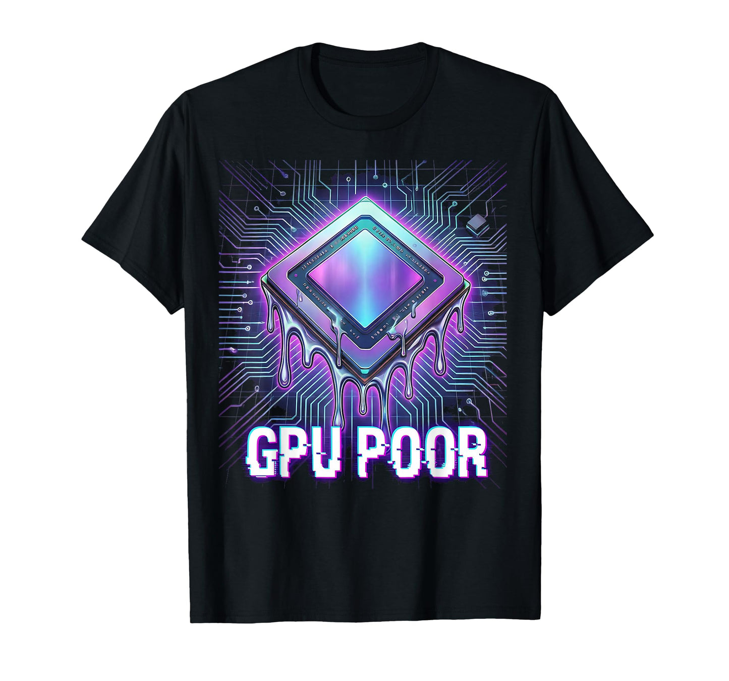 GPU Poor AI Engineer Datacenter Builder Funny Melting Chip T-Shirt