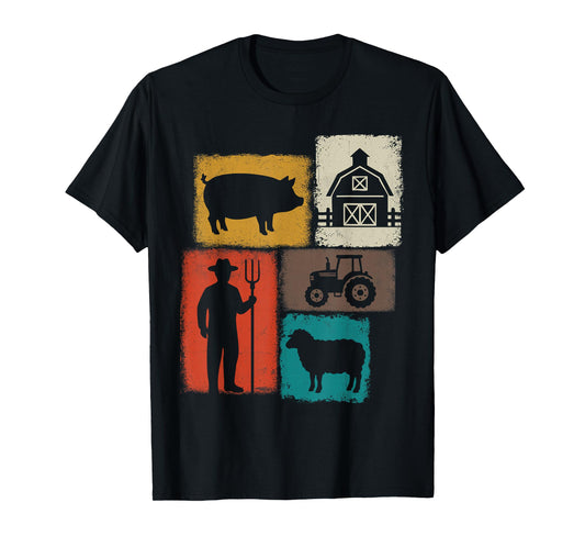 Farmer Vintage Collage Farming Rancher Cowboy Farm Owner T-Shirt