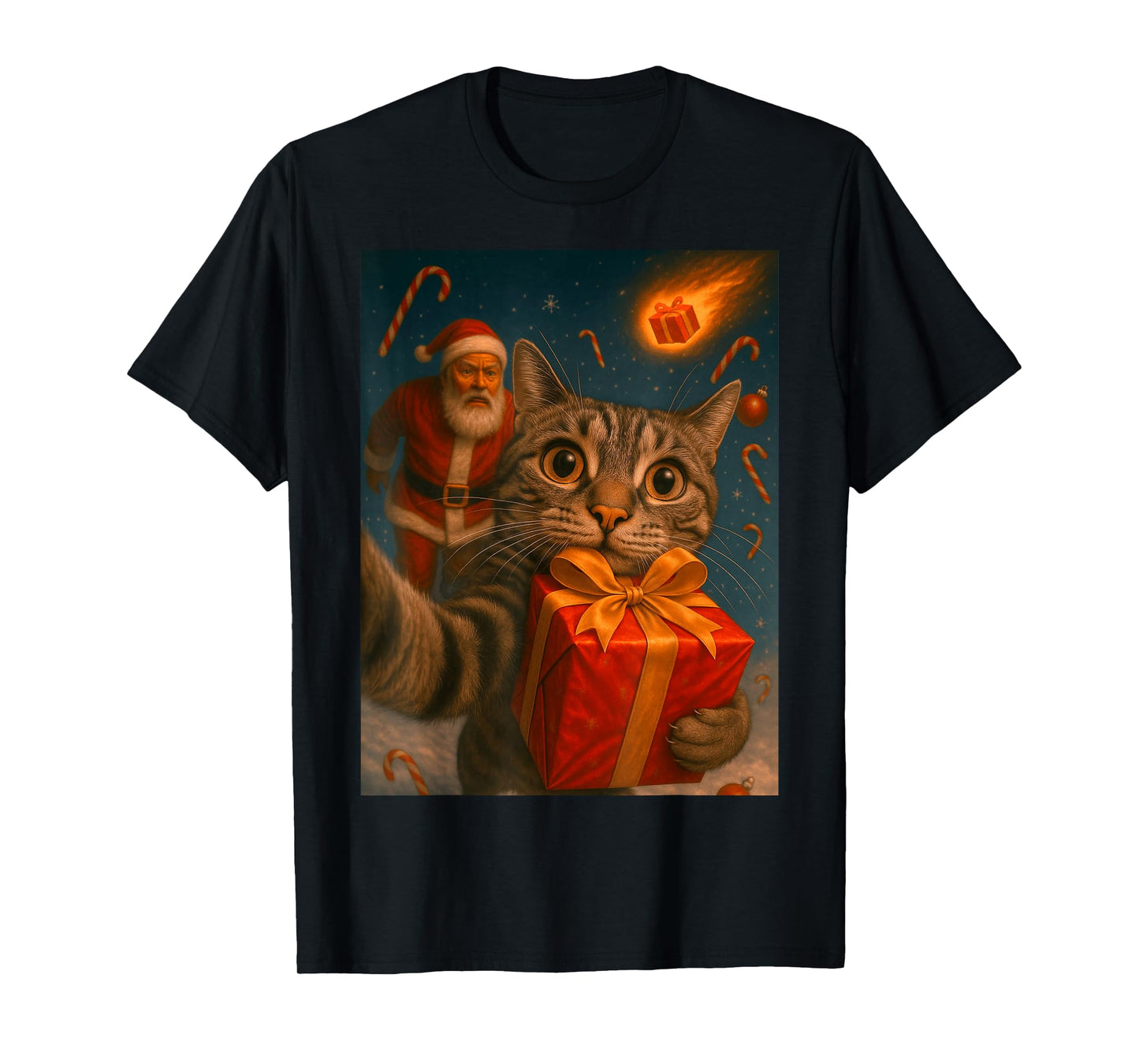 Christmas Cat Shirt - Funny Kitten & Santa T-Shirt