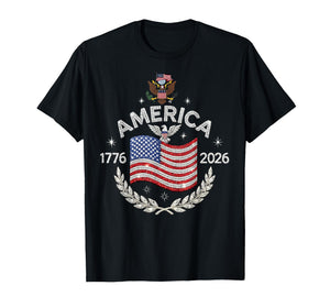 America 1776 2026 Patriotic Eagle USA Flag Vintage T-Shirt