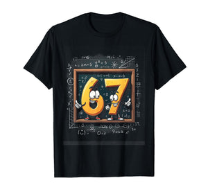 Six Seven Math Meme 67 Chalkboard Cartoon Classroom Humor T-Shirt