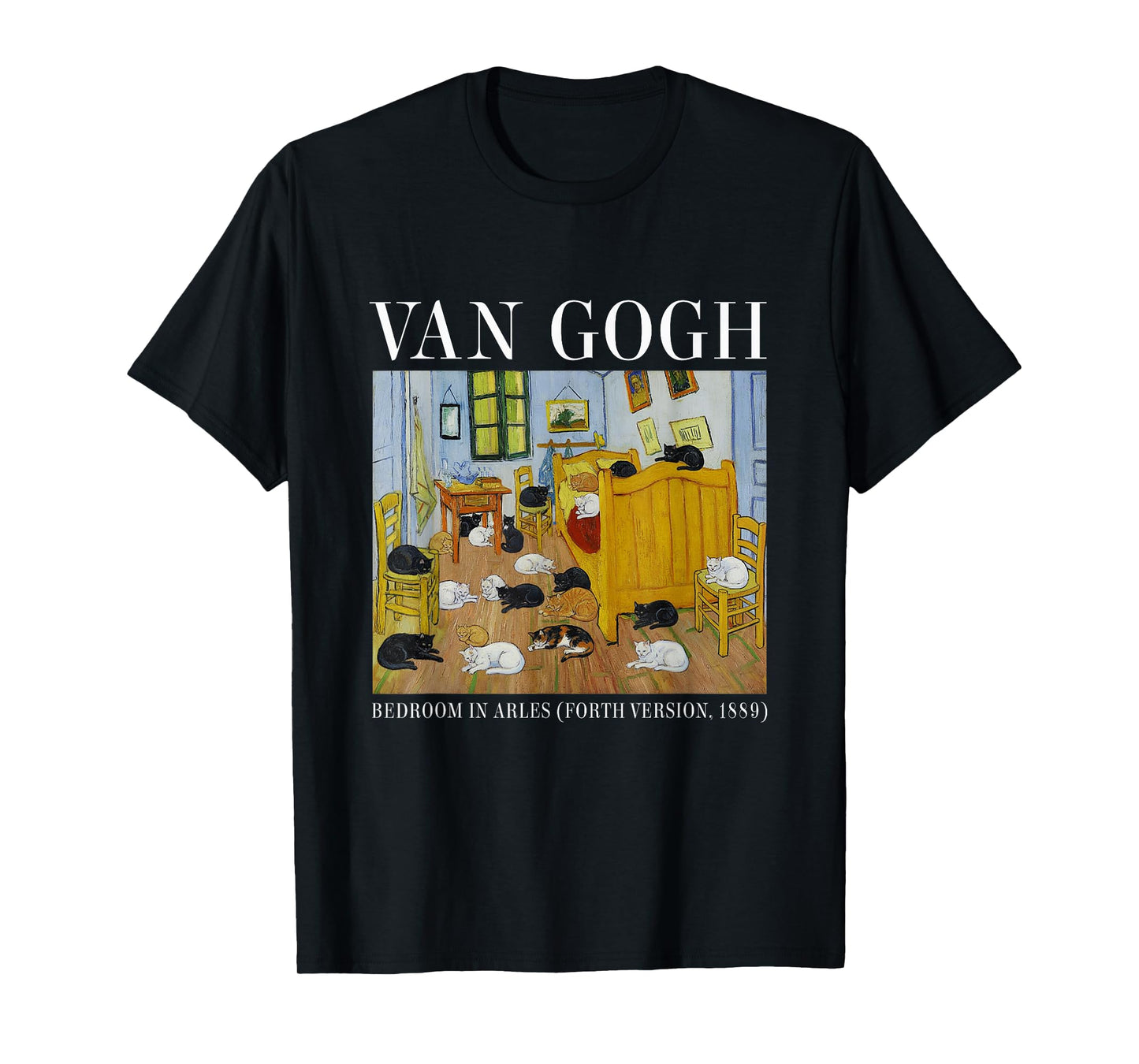 Bedroom Van Gogh Cats Funny Cat Art Paintings T-Shirt