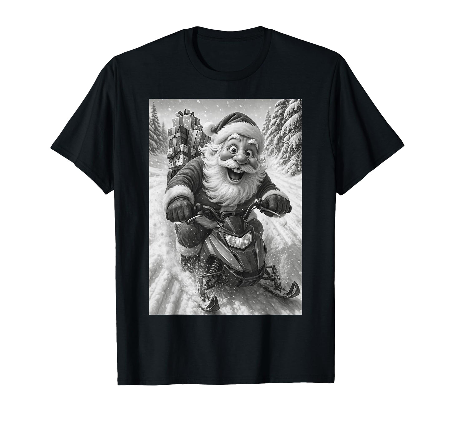 Funny Santa Snowmobile Merry Christmas T-Shirt