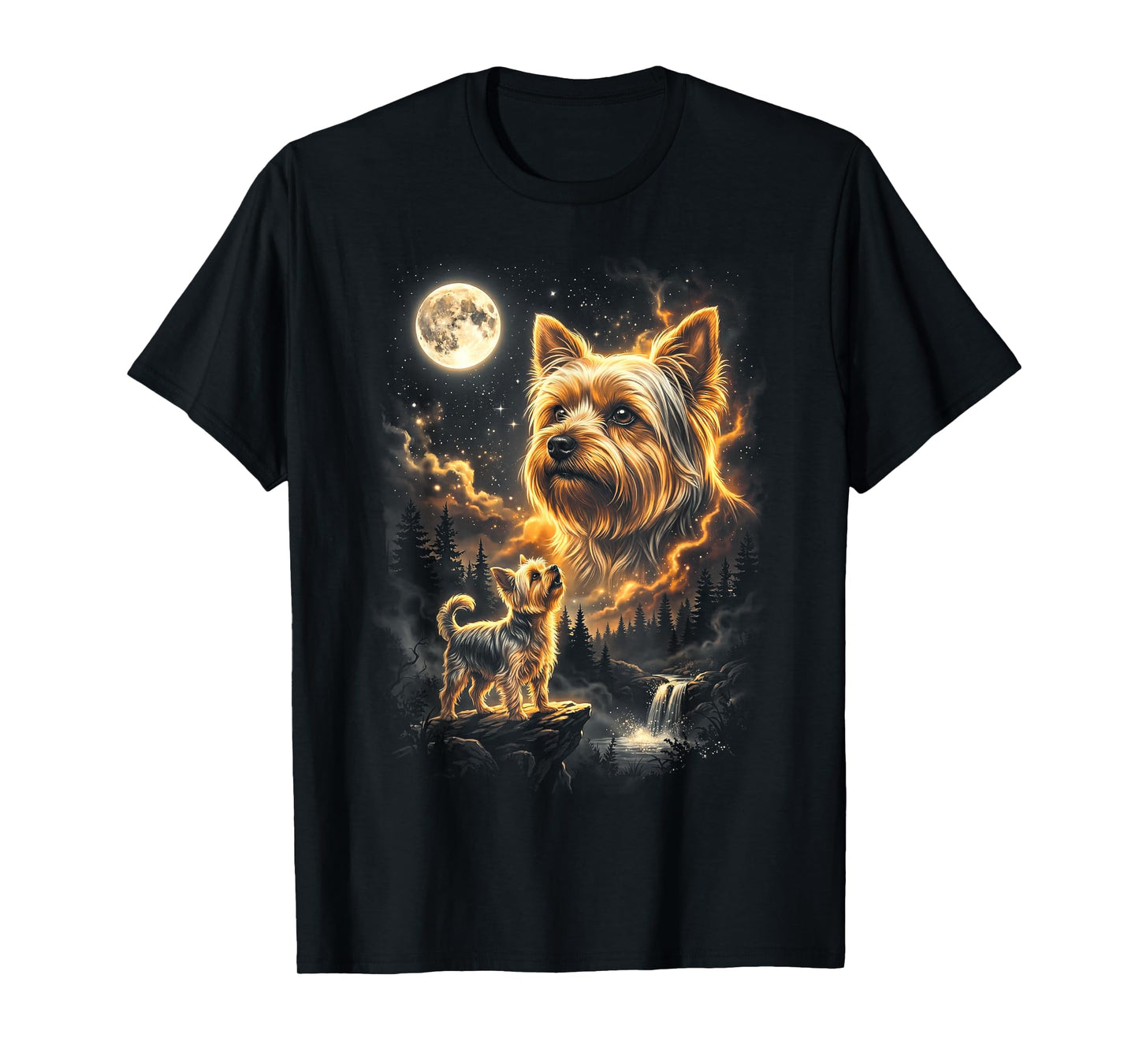 Yorkie Howling to The Moon Retro Vintage 90s Funny Dog T-Shirt