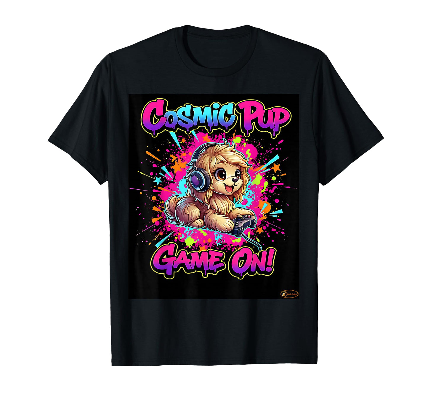 Cosmic Pup Game On - Cute Dog Gamer Design T-Shirt
