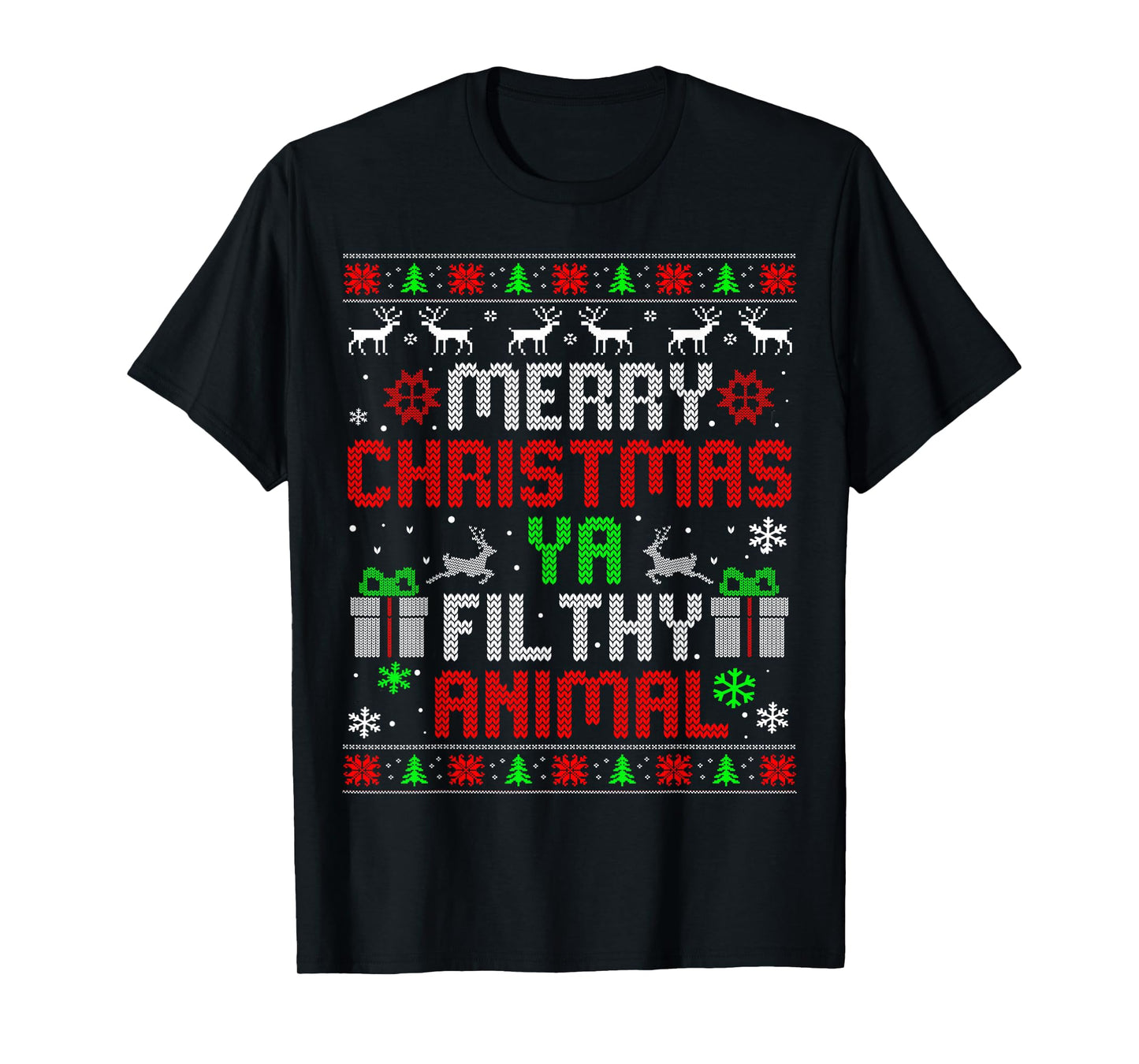Merry Christmas Animal Filthy Ya Xmas Family Pajama T-Shirt