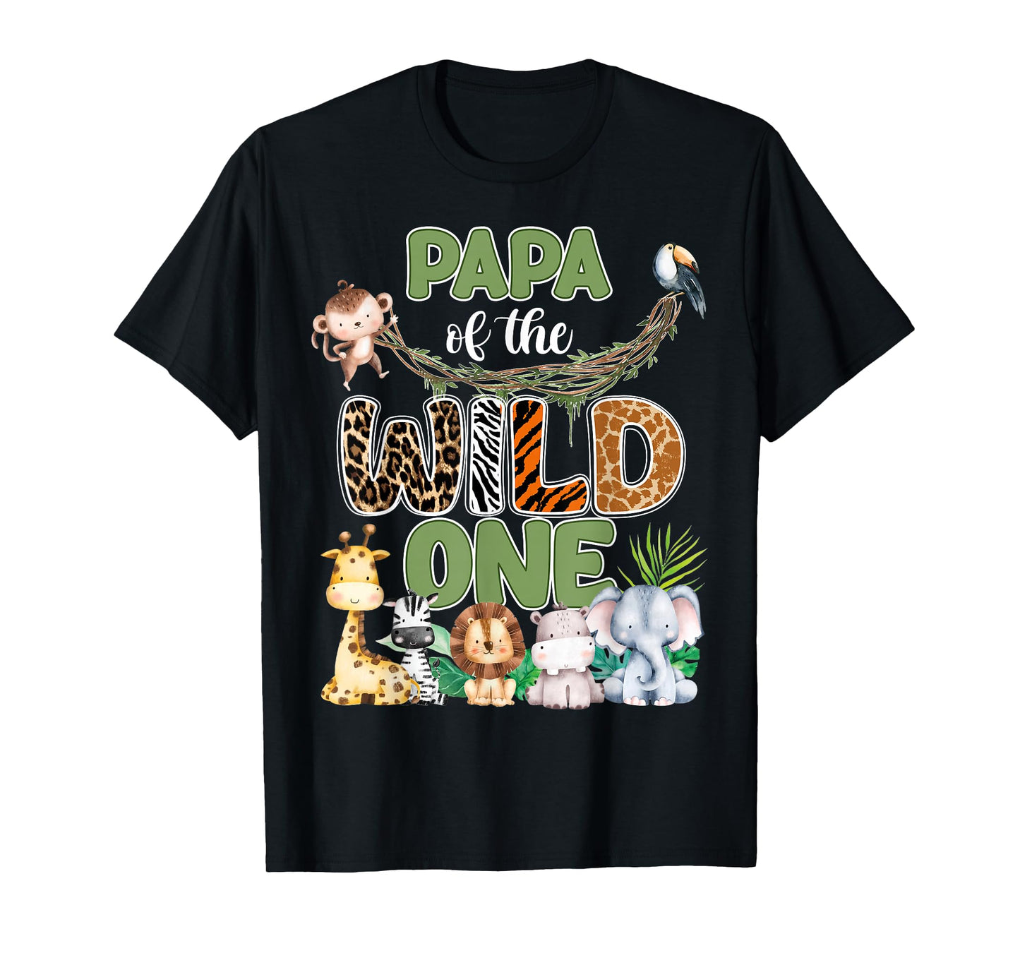 Papa of The Wild One 1St Birthday Family Safari Jungle T-Shirt