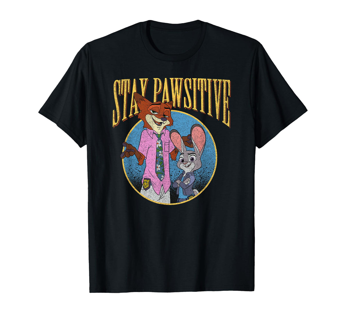 Disney Zootopia 2 Stay Pawsitive Distressed Portrait T-Shirt