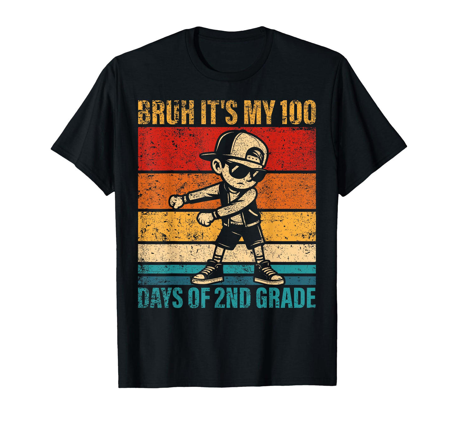Bruh It's My 100 Days of 2nd Grade Flossing Boy Student T-Shirt