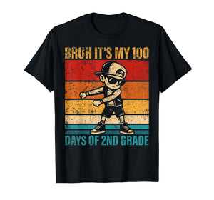 Bruh It's My 100 Days of 2nd Grade Flossing Boy Student T-Shirt