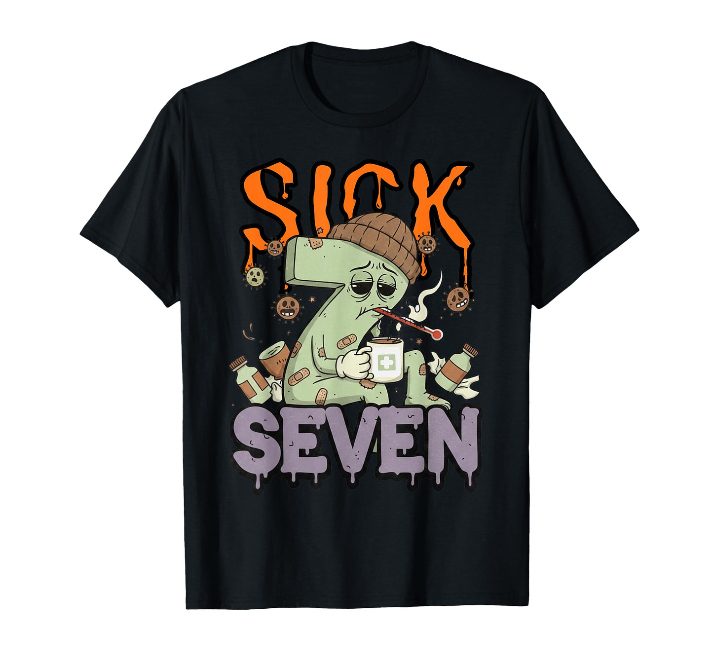 Sick Seven Meme Tee 67 Six Seven Funny Wordplay Halloween T-Shirt