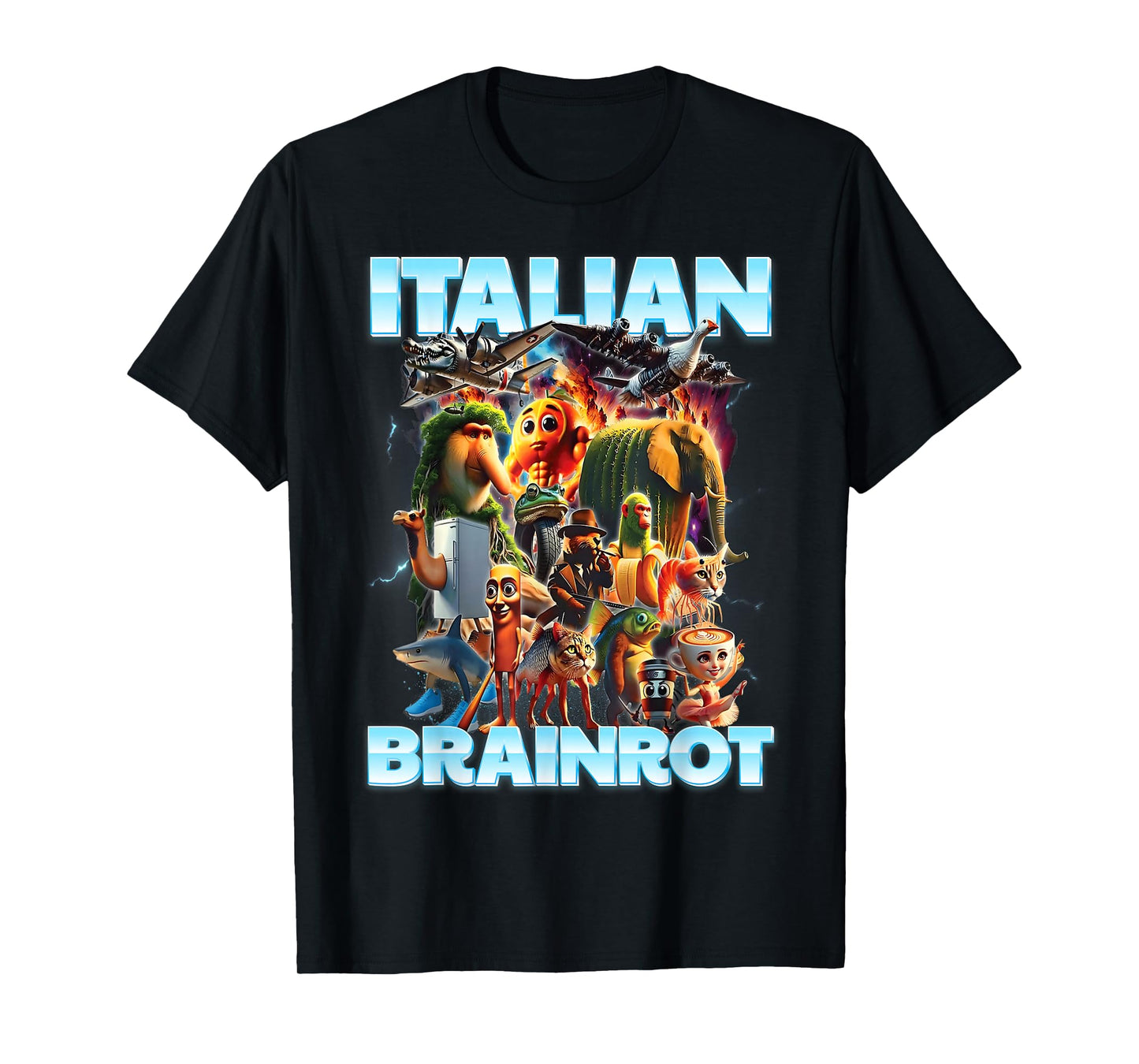 Italian Brainrot Characters Funny Meme for Men Women Kids T-Shirt