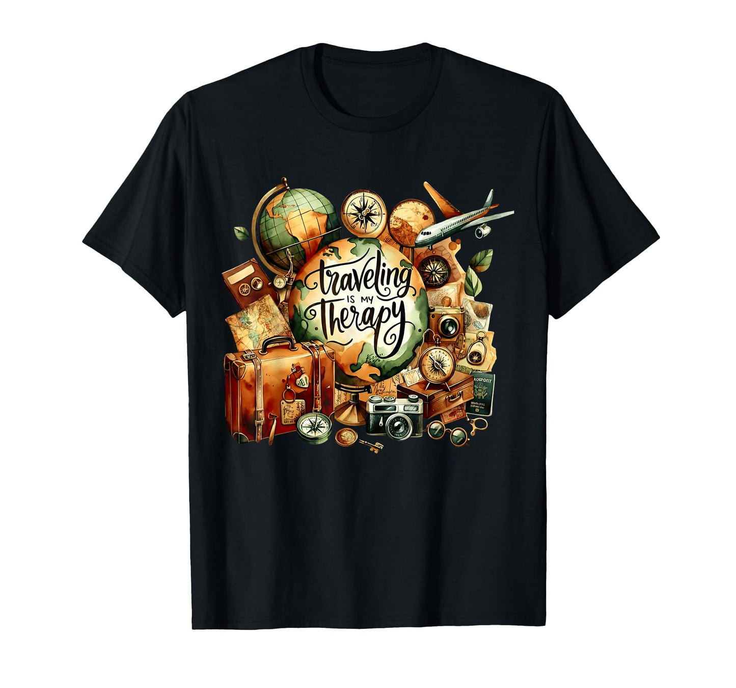 Traveling is My Therapy Minimalist Adventure Lover T-Shirt