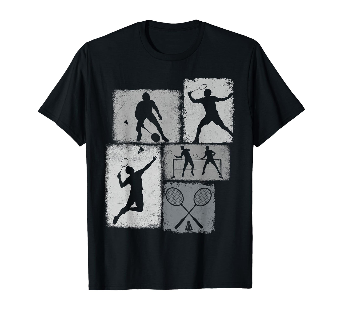 Badminton Player Collage Men Kids Coach Youth Boys T-Shirt
