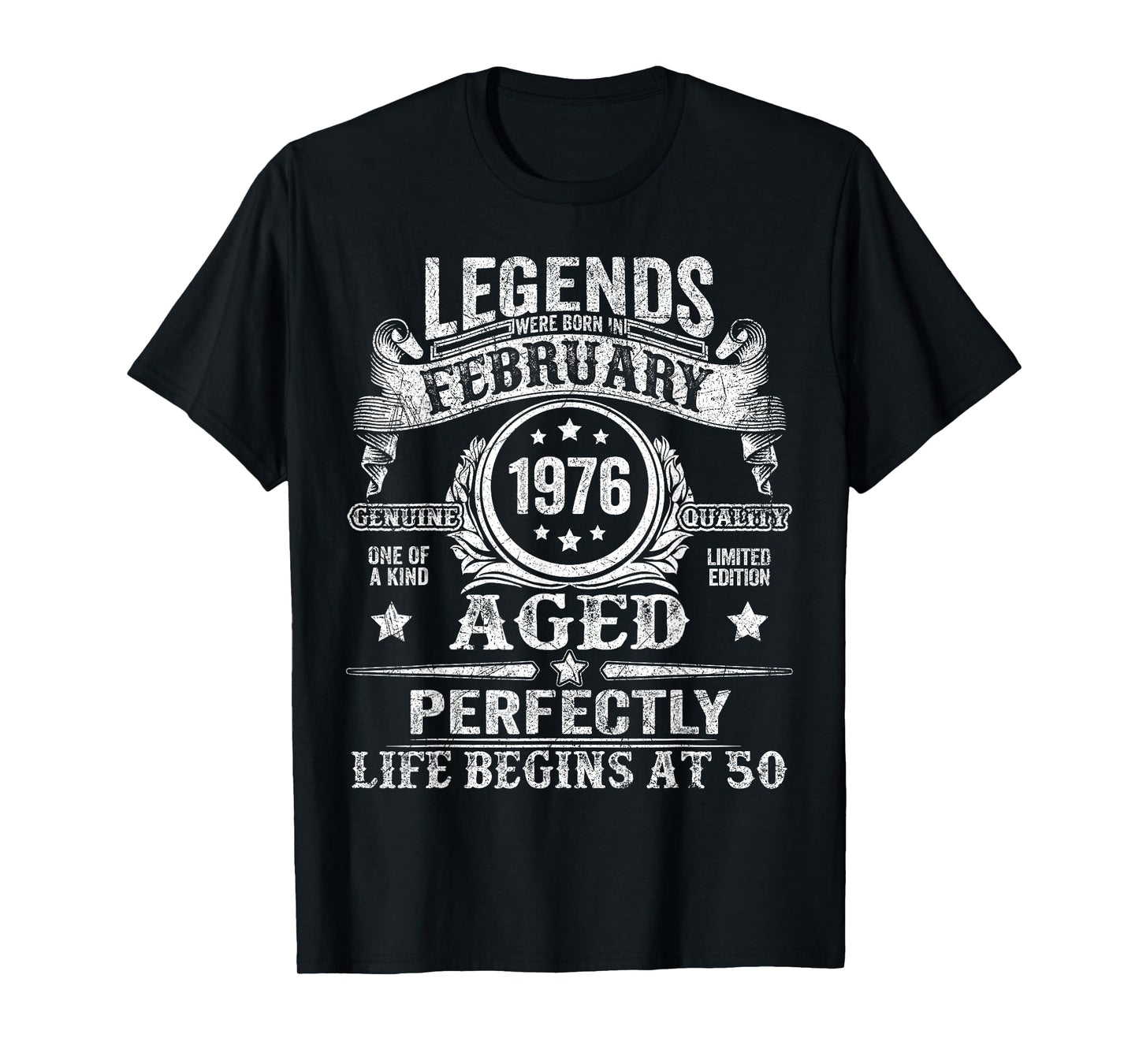 Legends were Born in February 1976 Vintage 50th Birthday Men T-Shirt