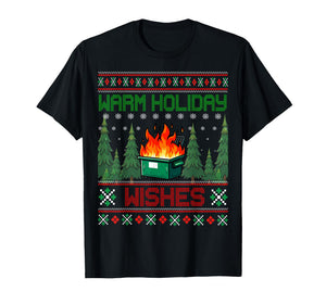 Warm Holiday Wishes Christmas Lights Sweater Dumpster Fire T-Shirt