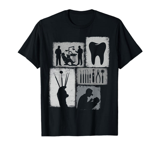 Dentist Vintage Collage Dental Men Orthodontist T-Shirt