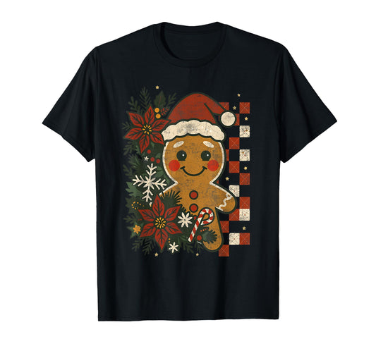 Cute Retro Gingerbread Christmas Pajamas Cookies Candy Cane T-Shirt