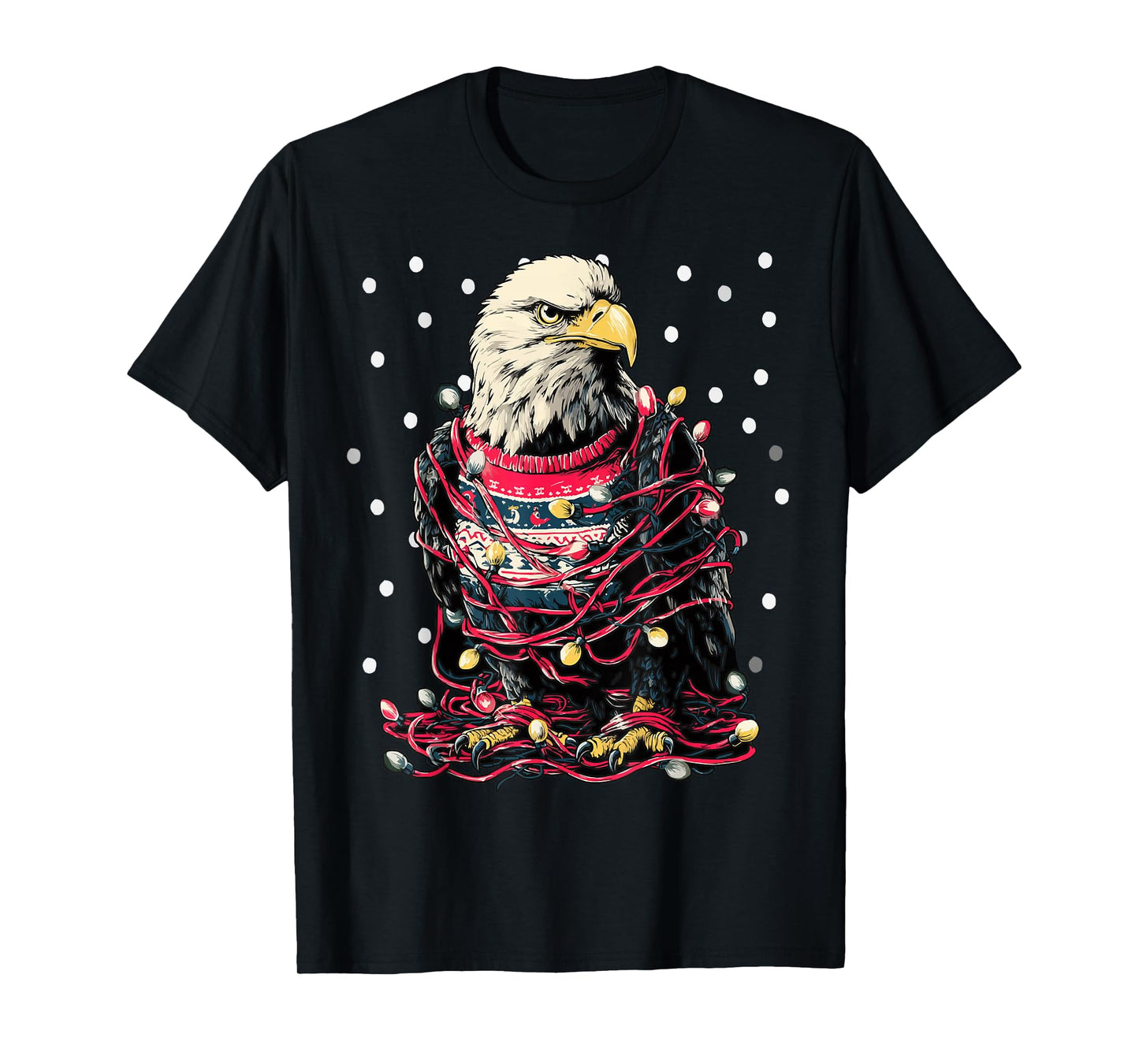 Cute Eagle with Christmas Lights Snow Animal Snowy Winter T-Shirt