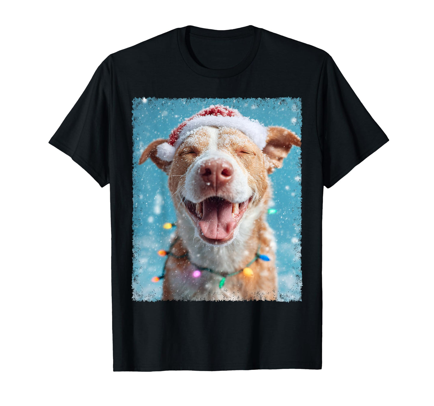 Xmas Pitbull Dog Christmas Light T-Shirt