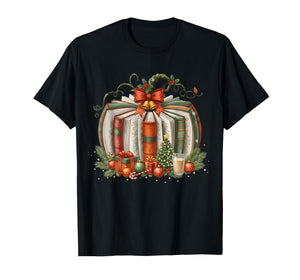 Christmas Book Pumpkin Reading Holiday Lovers Teacher T-Shirt