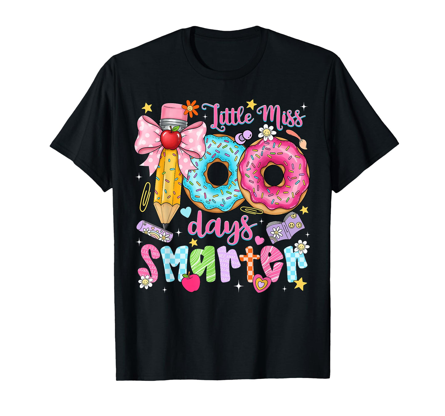 100th Day of School Little Miss 100 Days Smarter Donut Girl T-Shirt