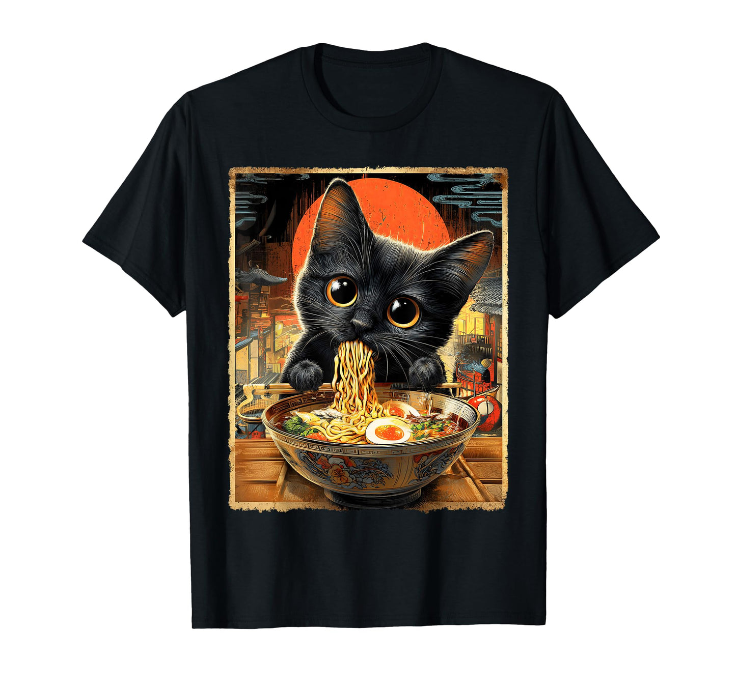 Funny Ramen Cat Noodle Lovers Anime Otaku T-Shirt
