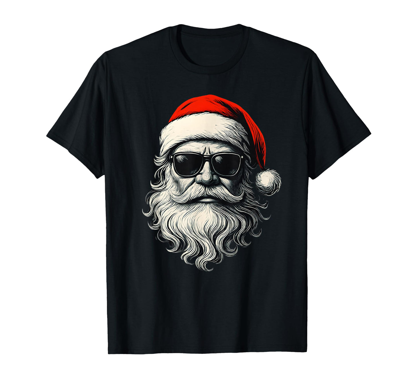 Santa Face Retro Sunglasses Funny Christmas Pajama Mens Boys T-Shirt