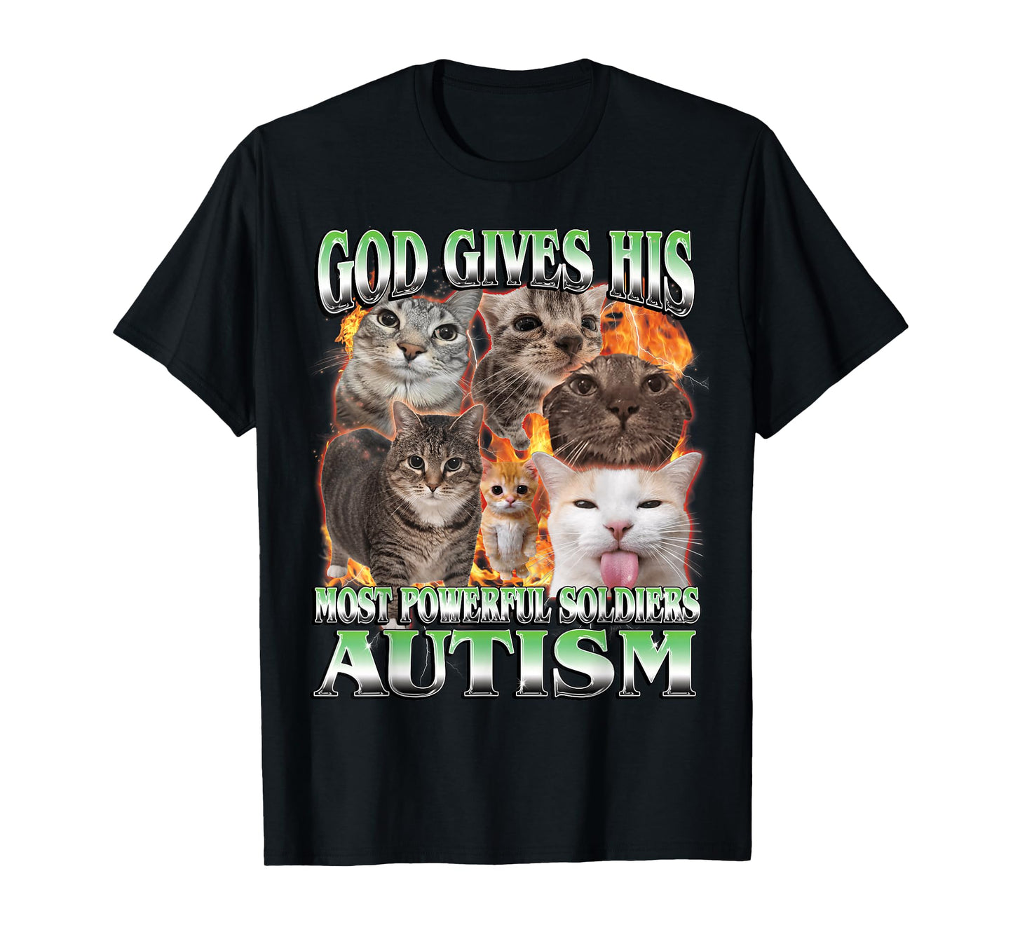 God Gives His Most Powerful Autism Funny Cat Meme Bootleg T-Shirt