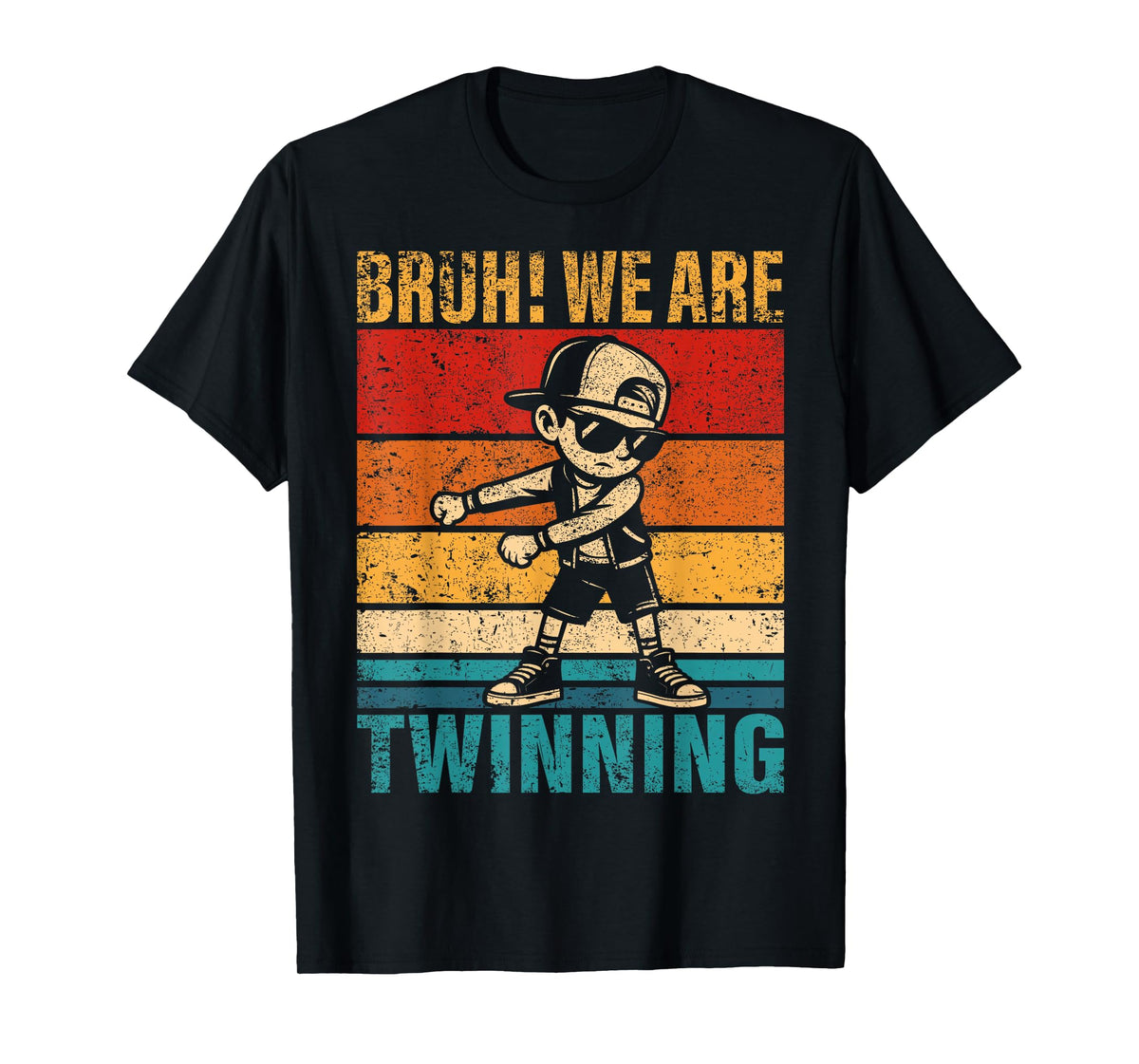 Retro Bruh We are Twinning Flossing Boy for Boys Kids Men T-Shirt