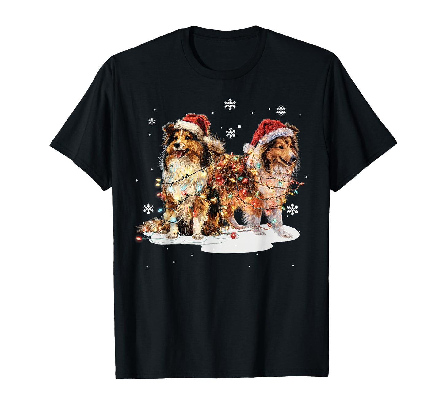 Cute Shetland Sheepdog Dog Christmas Lights Xmas Holidays T-Shirt