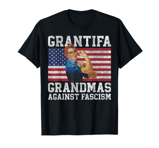 Grantifa Grandmas Against Fascism Flag Resist No Kings T-Shirt