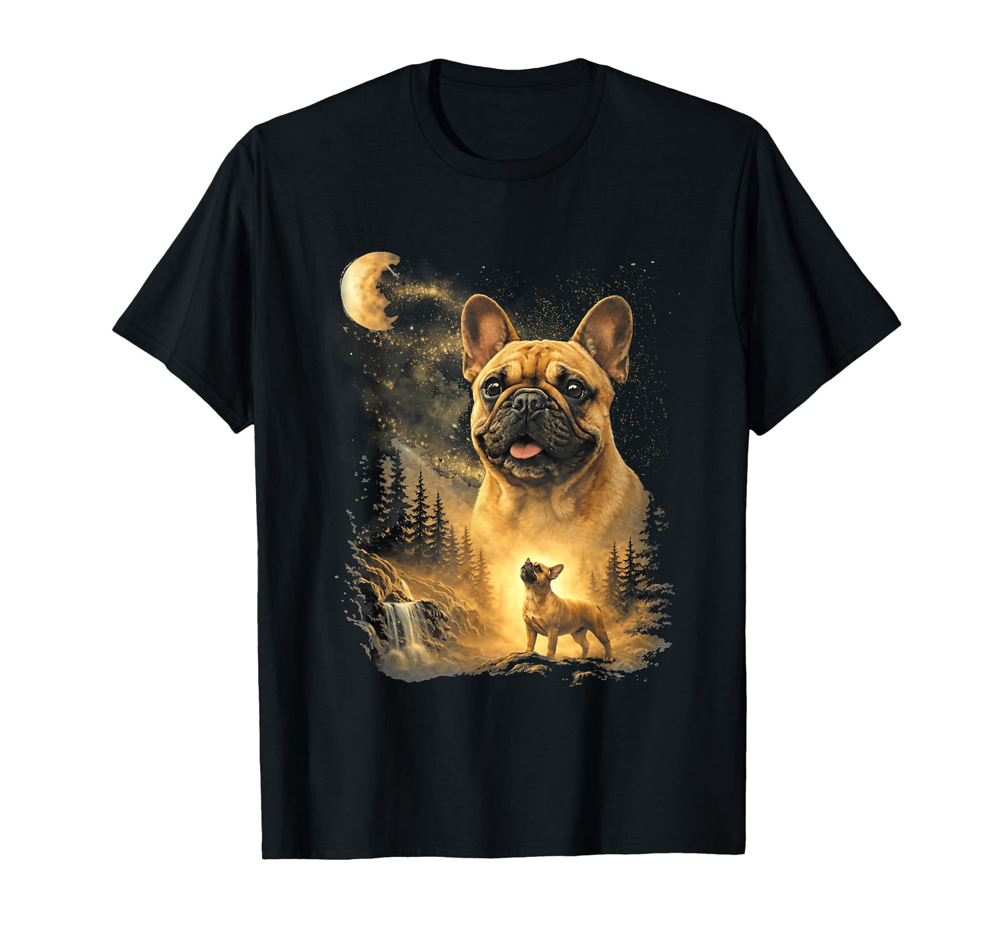 French Bulldog Howling to The Moon Vintage Dog Art T-Shirt