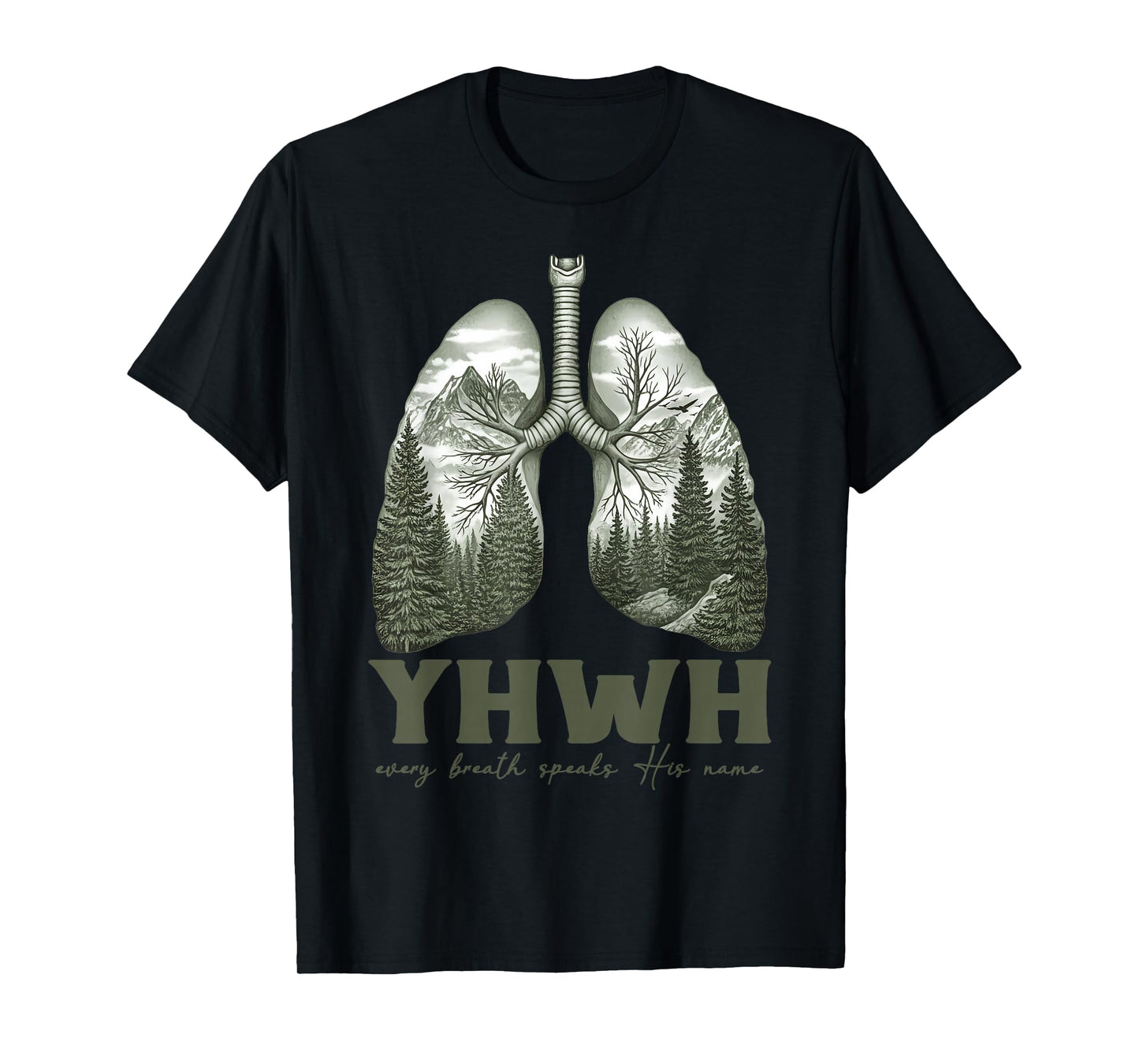 Floral Lung Christian Our Very Breath Speaks His Name YHWH T-Shirt