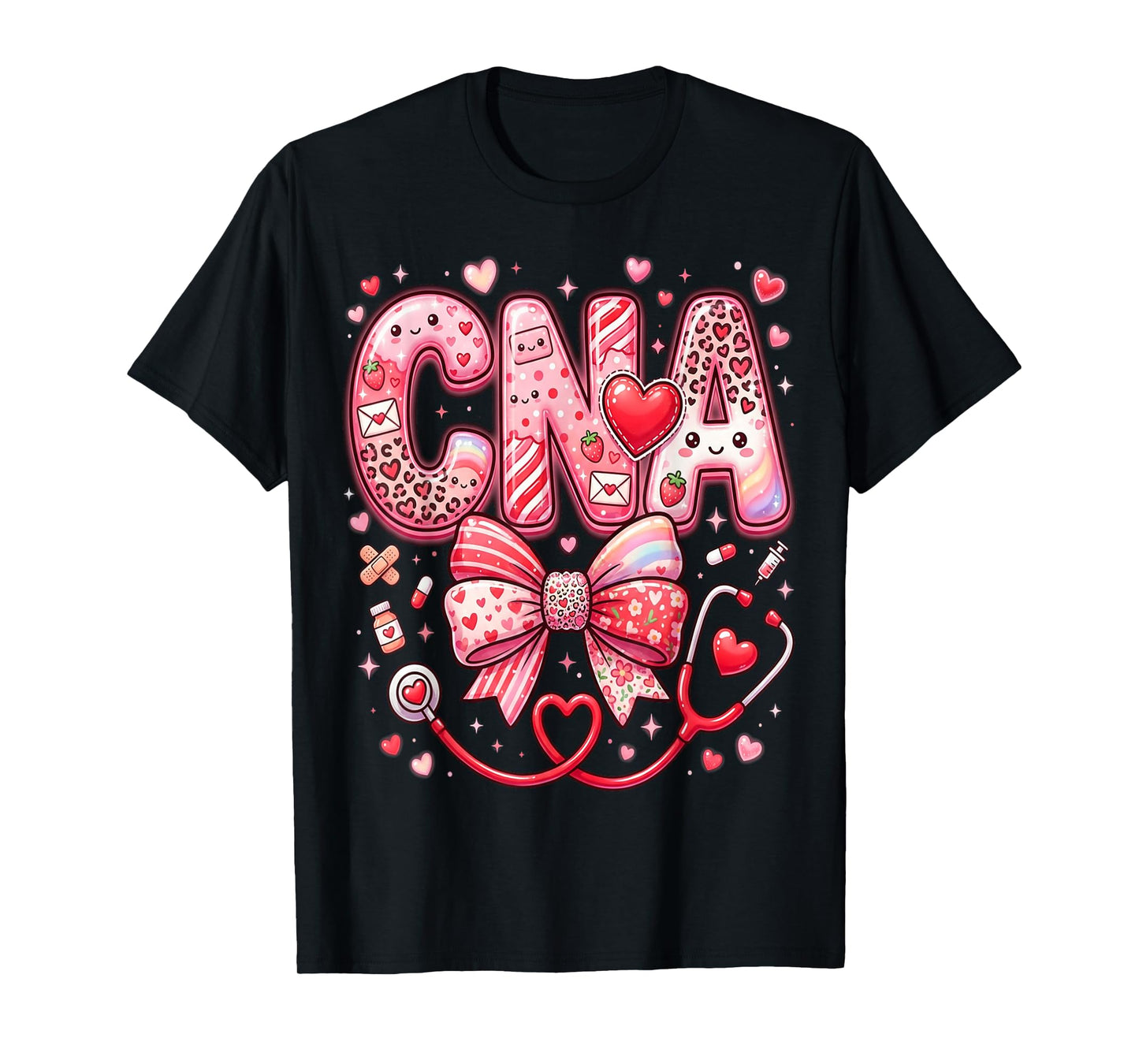 Hearts Certified Nursing Assistant Nurse CNA Valentines T-Shirt