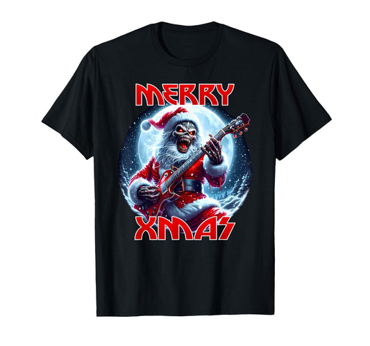 Merry Christmas Heavy Metal Band Death Metal Vintage Santa T-Shirt