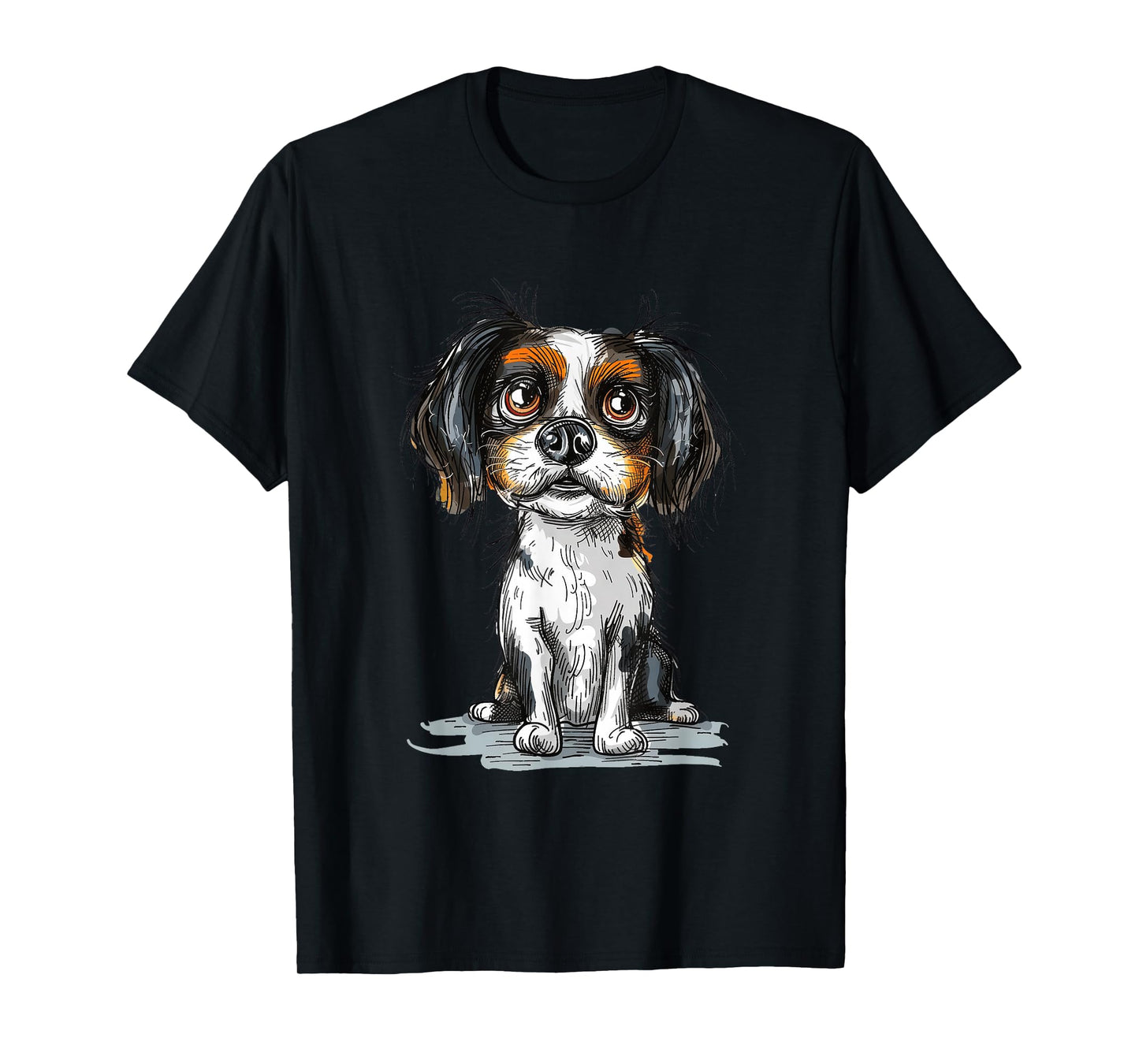 Cute Tricolor Cavalier King Charles Spaniel Puppy Dog Art T-Shirt