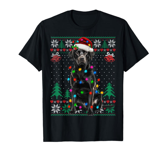 Black Lab Labrador Christmas Santa Hat Dog Ugly Sweater T-Shirt