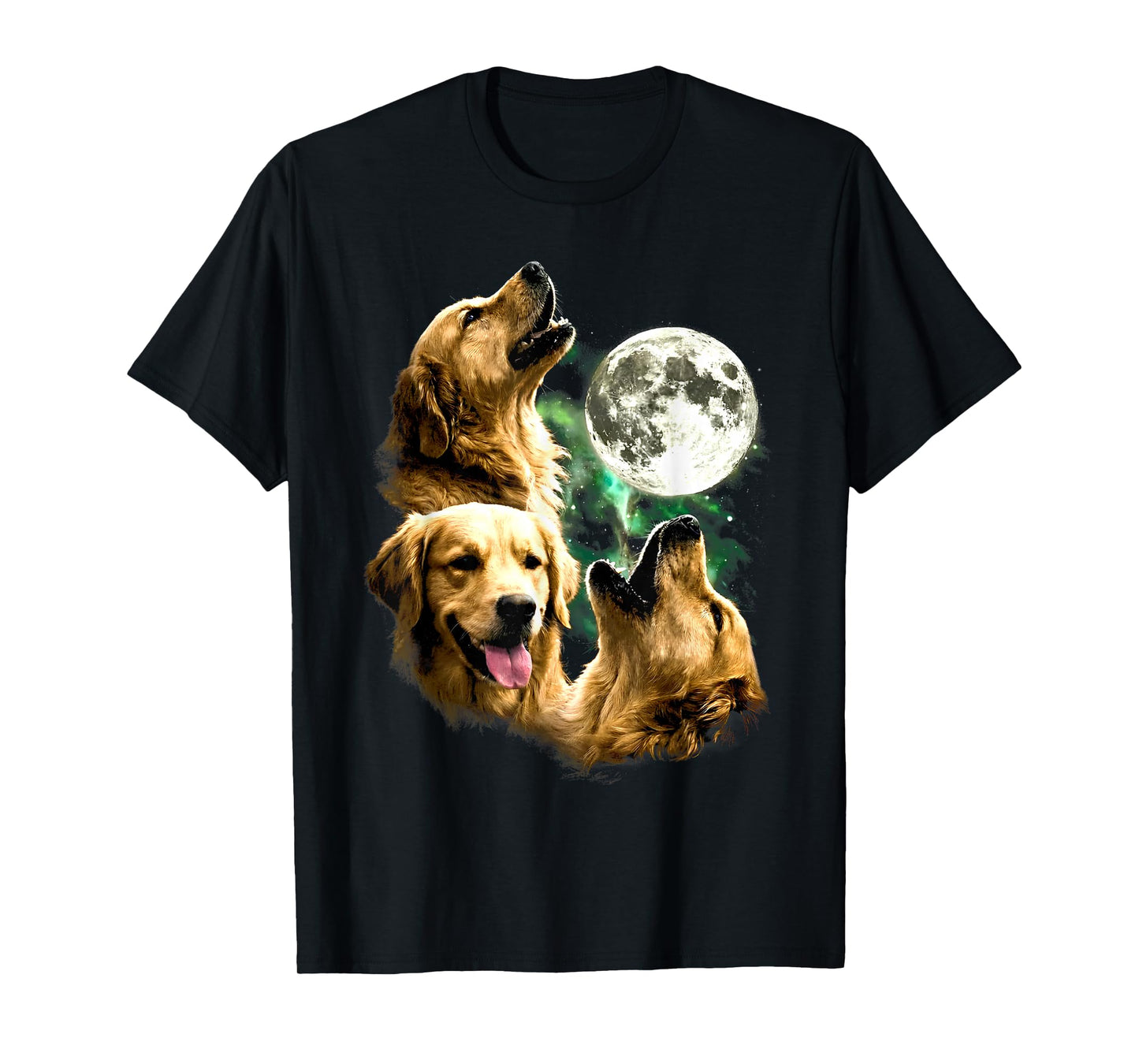Vintage 90s Golden Retriever Howling at The Moon Retriever T-Shirt