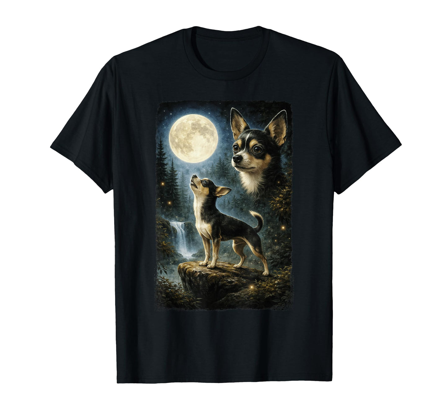 Funny Chihuahua Art Design Chihuahua Howling at The Moon T-Shirt