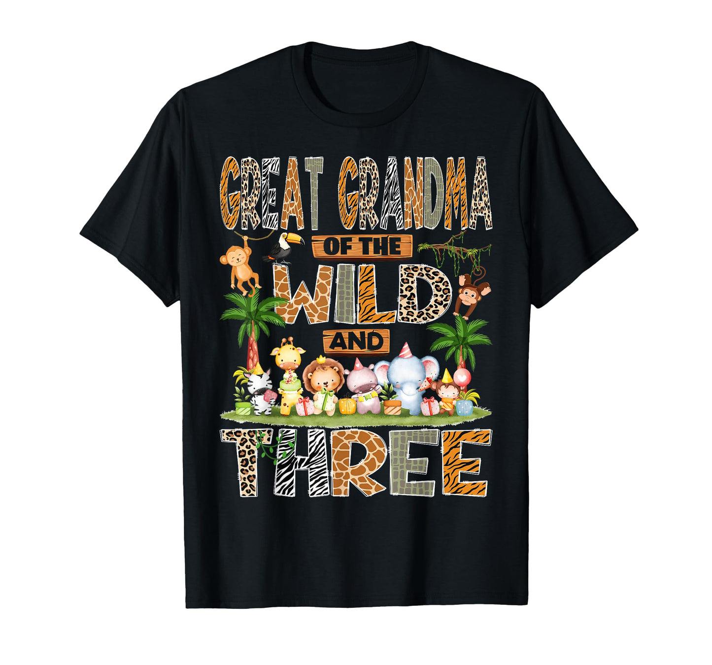 Great Grandma of The Wild & Three 3rd Birthday Boy Safari T-Shirt