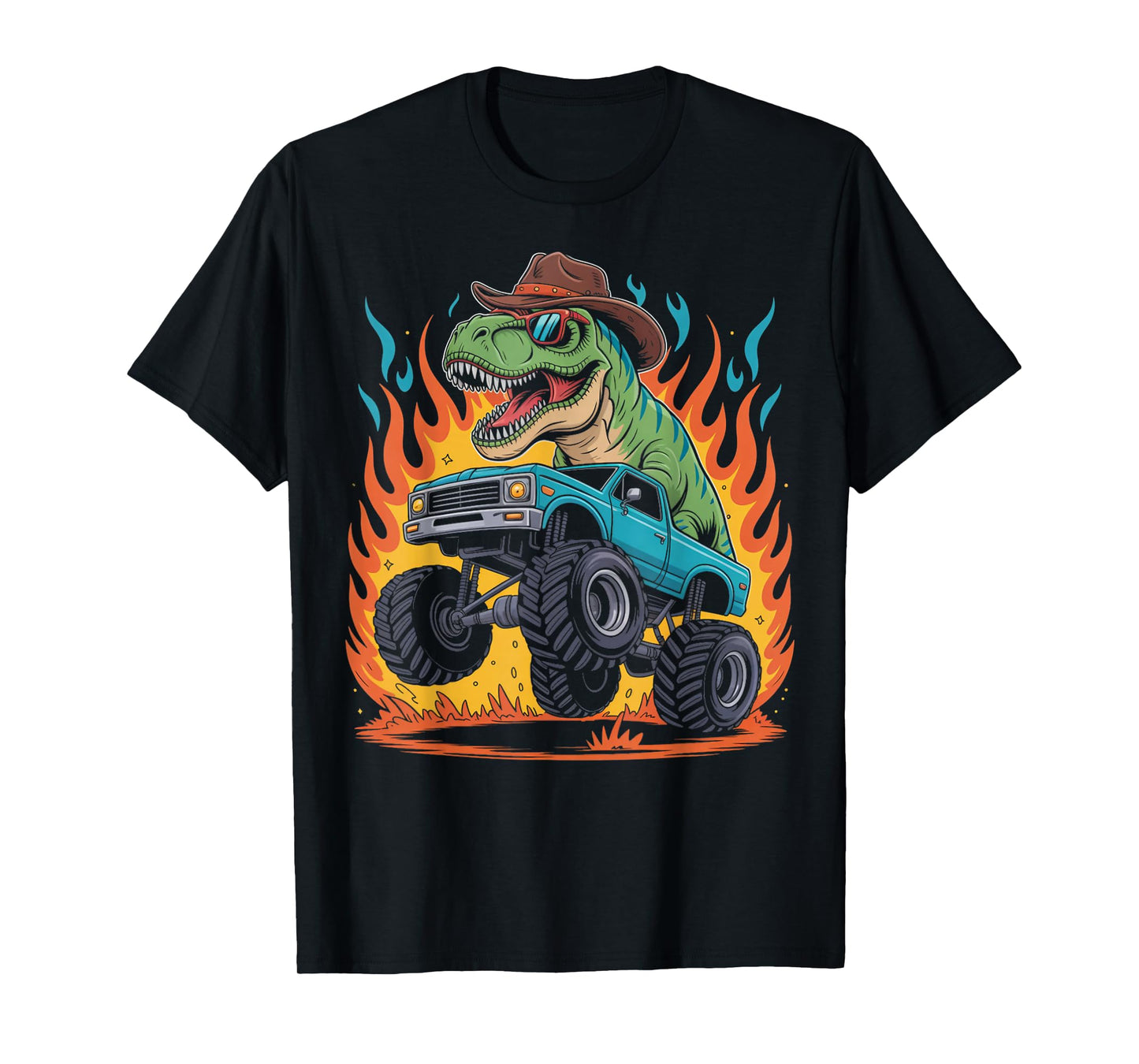Cowboy Dino Trex Western Country Monster Truck Dinosaur T-Shirt