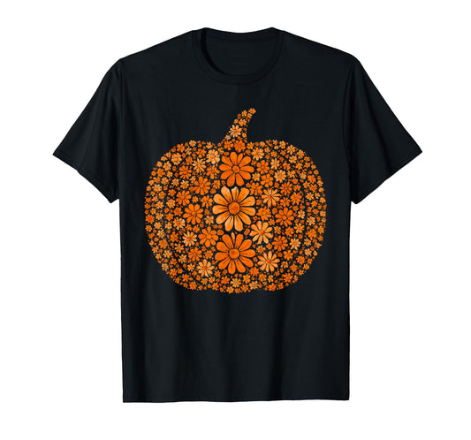 Floral Pumpkin Fall Autumn Boho Harvest Thanksgiving Womens T-Shirt